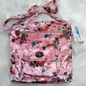 New Crossbody Velvet Pink Roses Bag